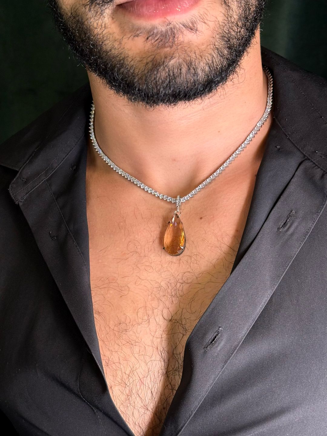 Colar Riviera Cristal Premium + Gota Color Areia