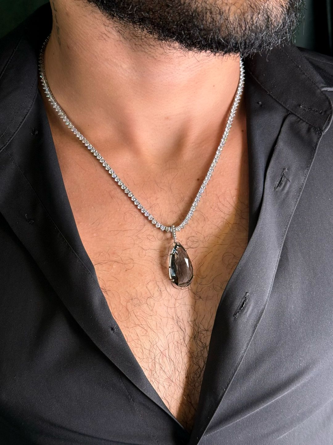 Colar Riviera Cristal Premium + Gota Color Black Diamond