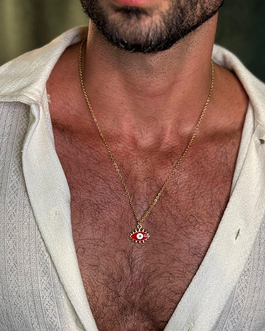 Colar Olho Grego Red Spiky