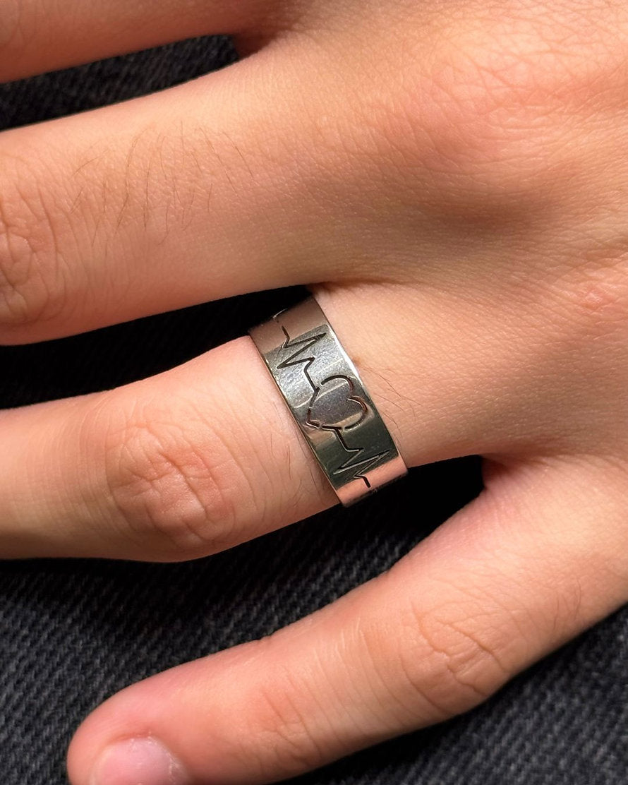 Anel Heartbeat Steel