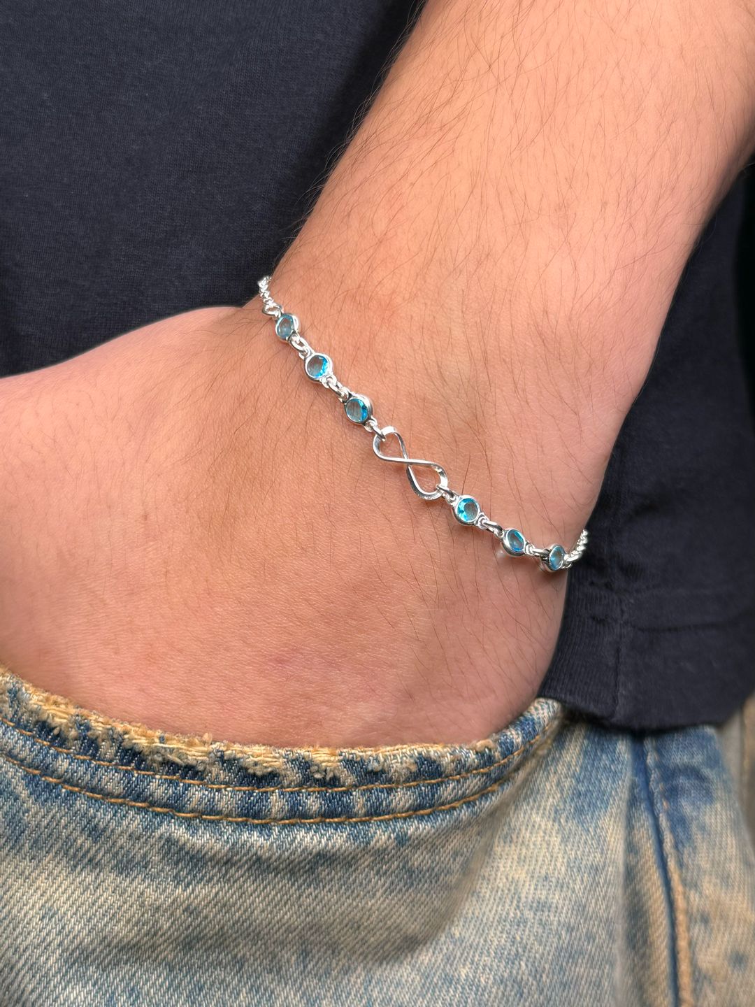 Pulseira Infinity Dots Azul Prata925