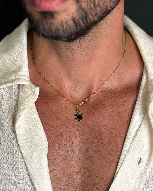 Colar Estrela de David Black and Gold