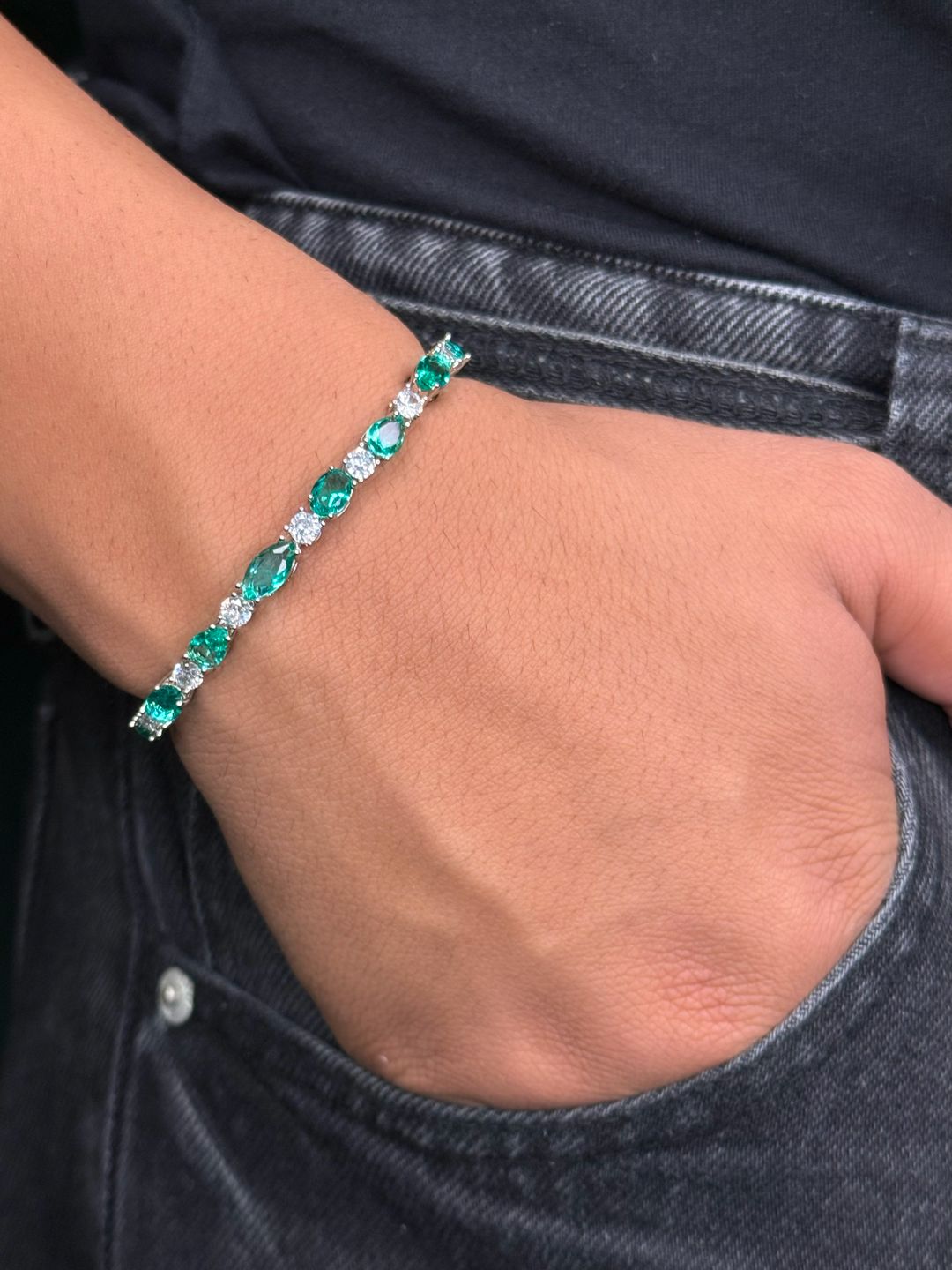 Pulseira Riviera Green and Crystal