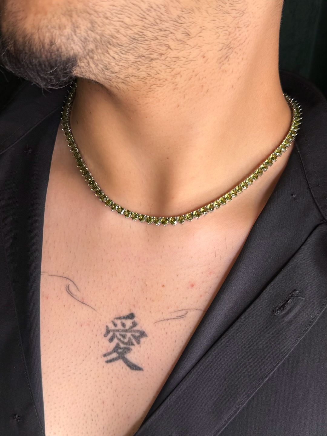 Colar Riviera Peridotto 45cm - 3 Pontas