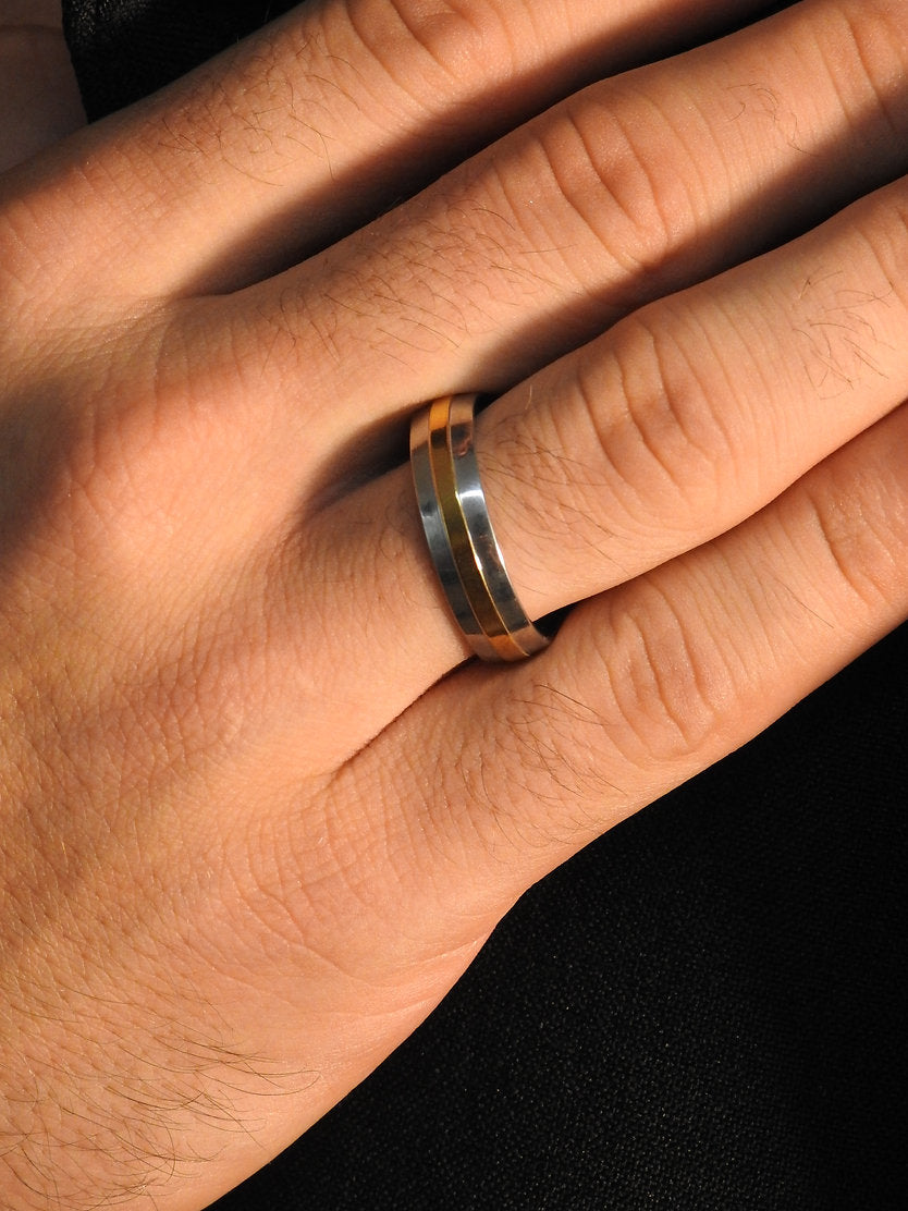 Aliança Gold Line Steel