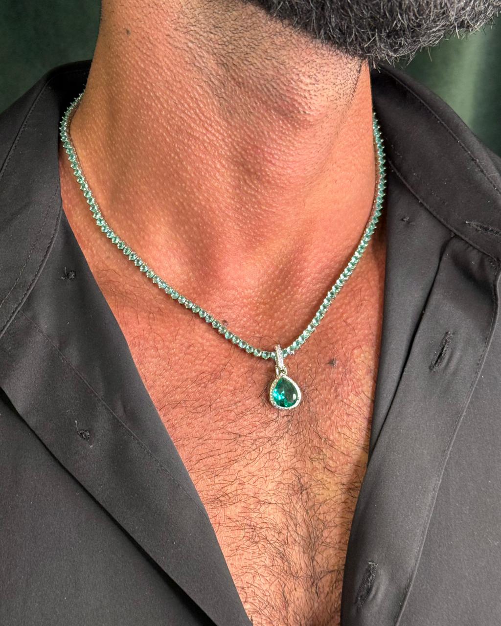 Colar Riviera Turmalina 50cm - 3 Pontas + Pingente de Brinde