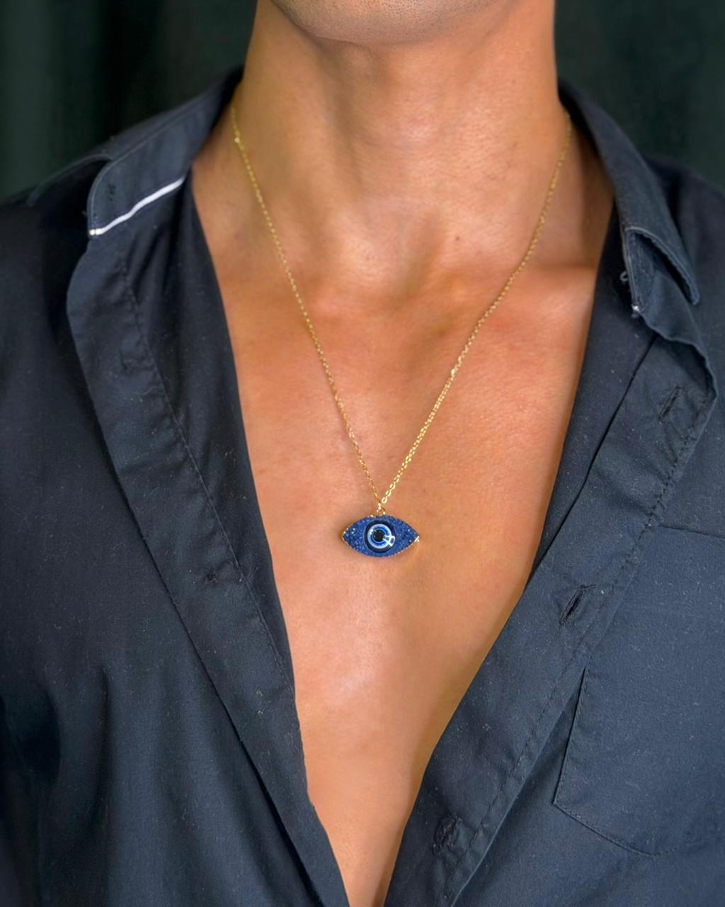 Colar Olho Grego Rústico Safira