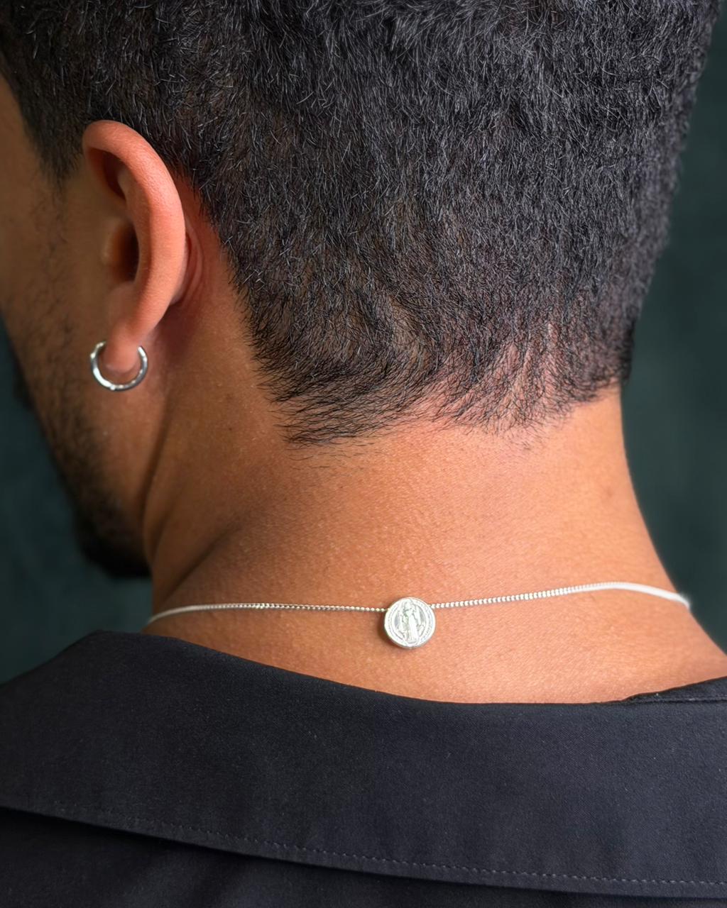 Escapulário São Bento Móvel Grumet Prata925