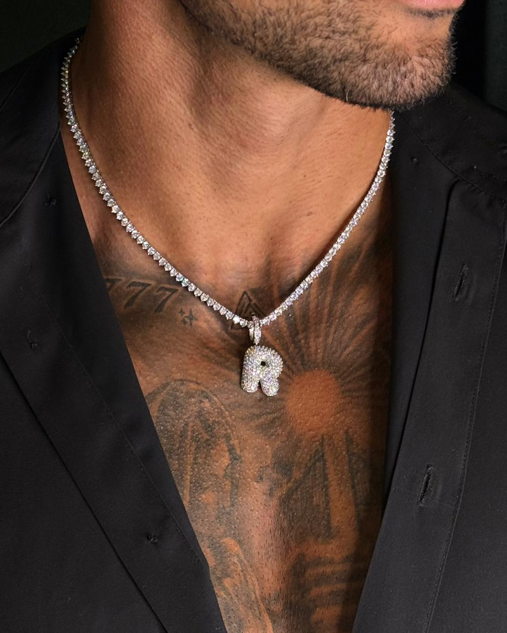 Colar Riviera Cristal Premium + Inicial de BRINDE