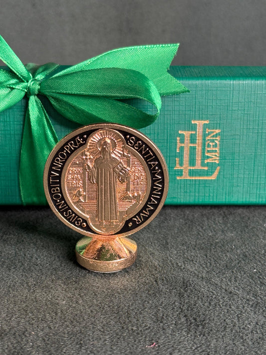 Mini Escultura São Bento Dourado e Preto