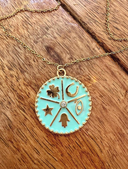 Colar Mandala Proteção Turquesa