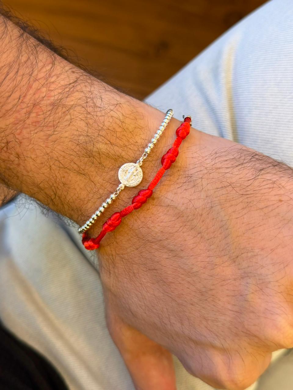 Pulseira 7 Nós + São Bento Prata925