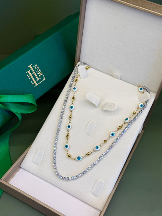 Kit Colares Riviera e Olho Mikonos Dourado