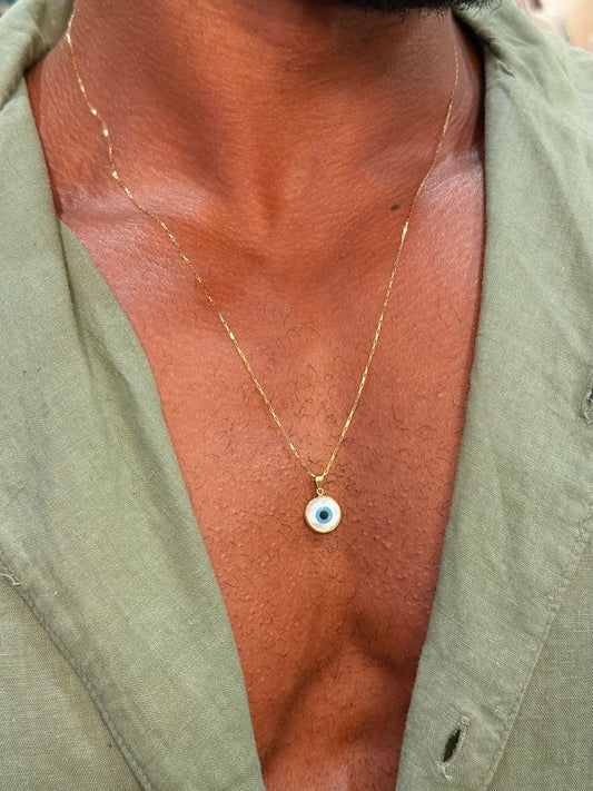 Colar Olho Grego Madrepérola OURO 18K