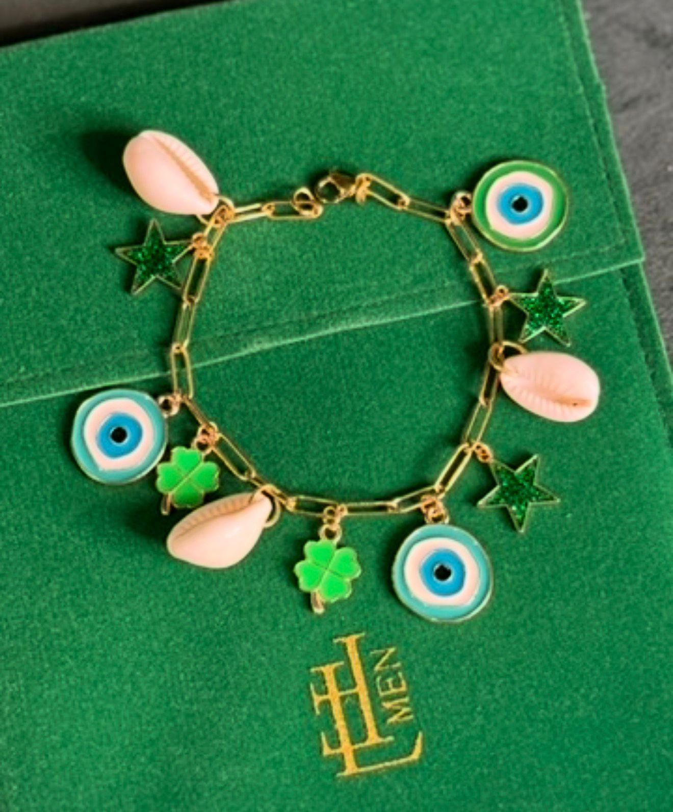 Pulseira Búzio e Olho Grego Turmalina