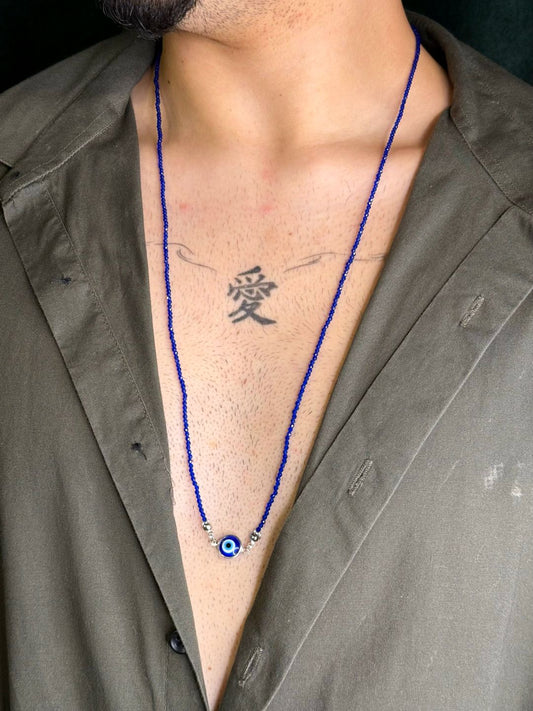 Escapulário Cristais Olho Grego Safira