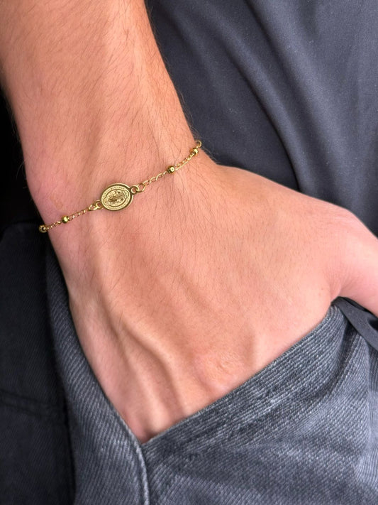 Pulseira Medalinha São Bento Steel