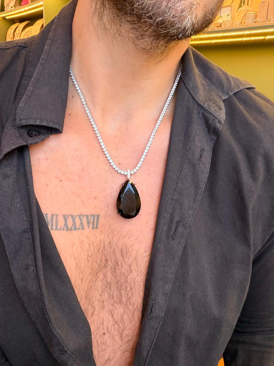 Colar Riviera Cristal Premium + Max Gota Ônix