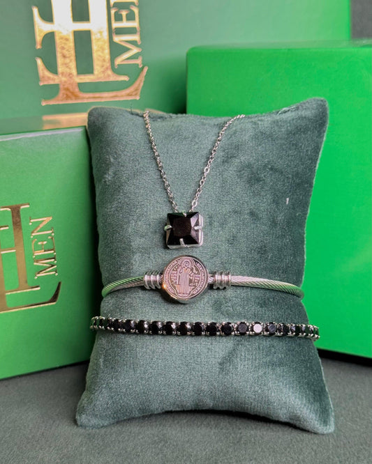 Kit Bracelete São Bento + Colar Clássico + Riviera de Brinde