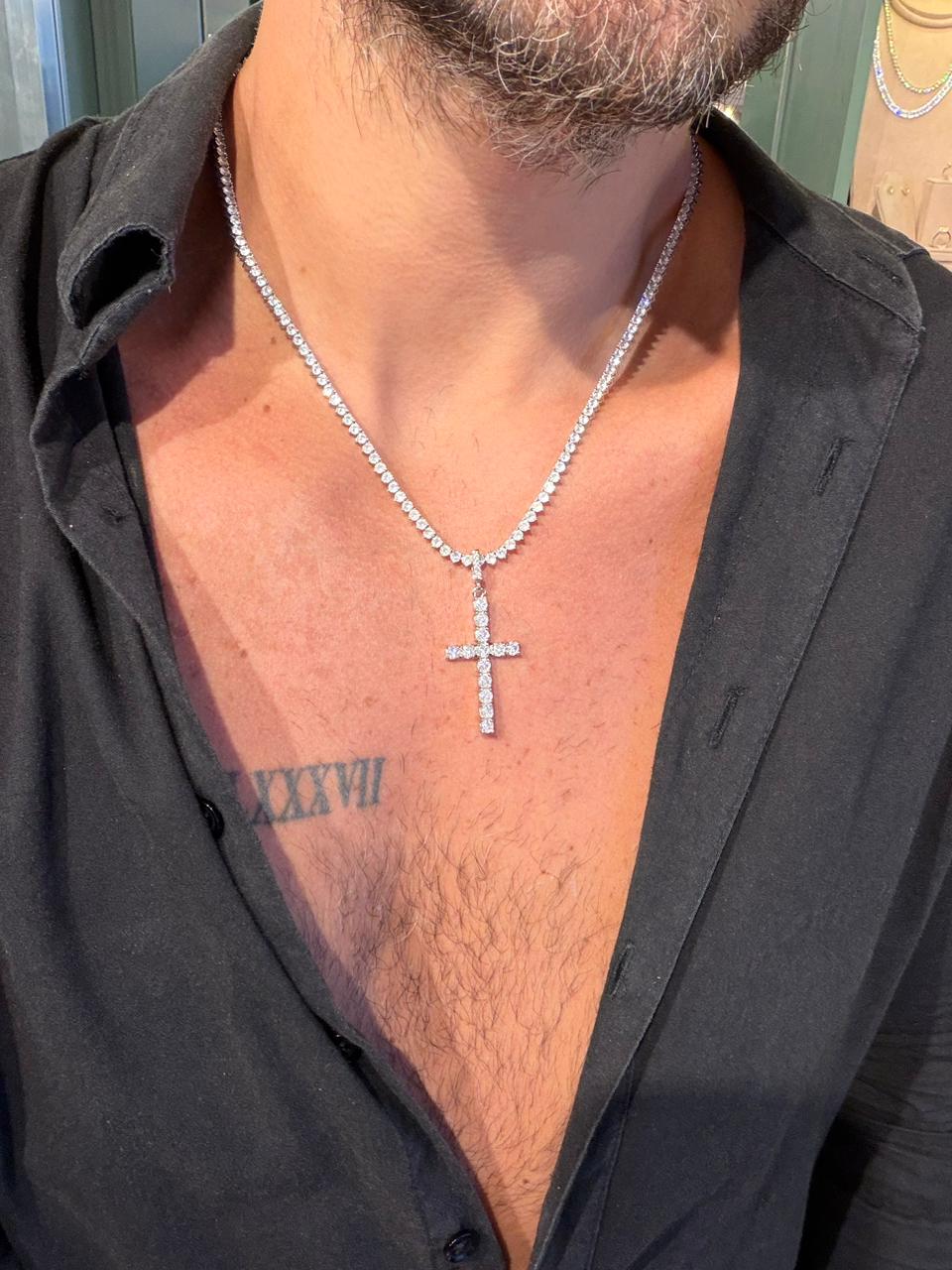 Colar Riviera Cristal Premium + Cruz Cristal