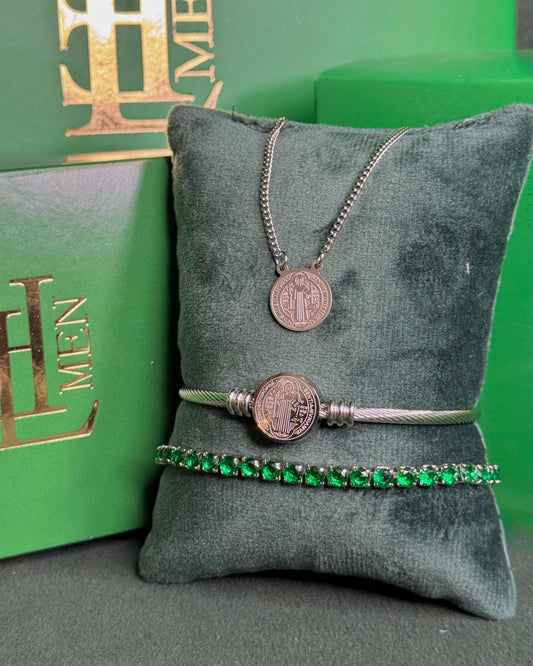 Kit Bracelete São Bento + Escapulário + Riviera de Brinde