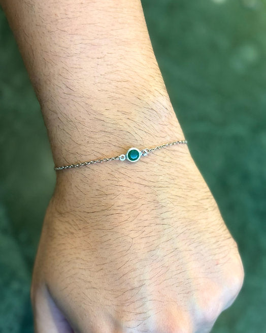 Pulseira Ponto de Luz Esmeralda Steel Petit