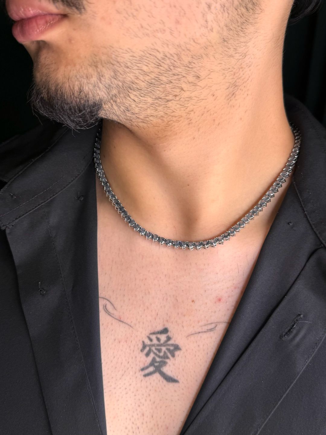 Colar Riviera Grafitte 45cm  - 3 Pontas