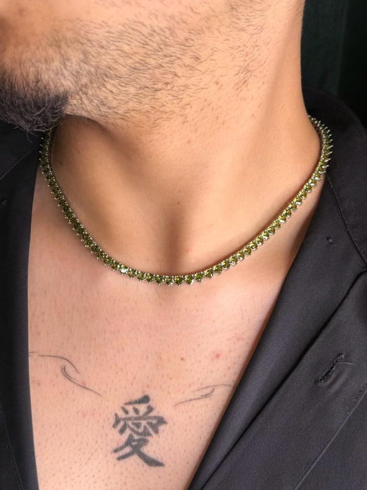 Colar Riviera Peridotto 45cm  - 3 Pontas