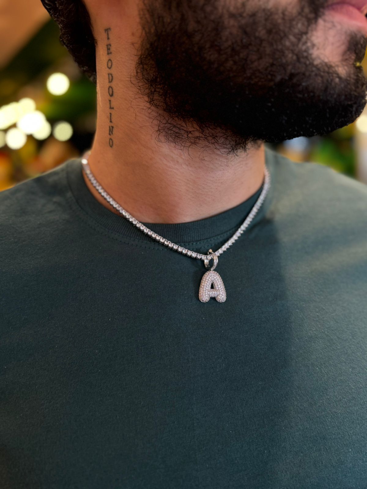 Colar Riviera Cristal Premium + Inicial de BRINDE