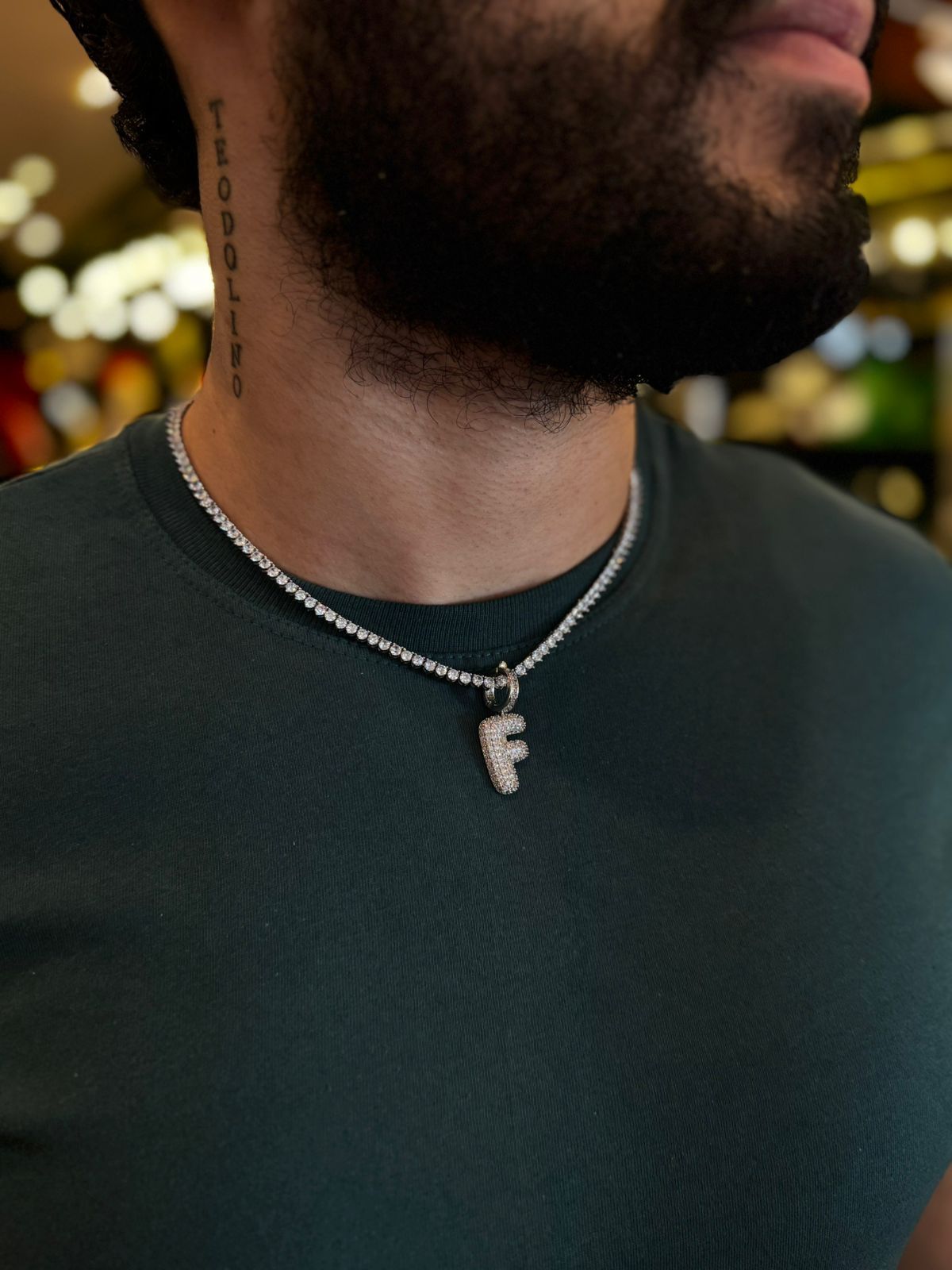 Colar Riviera Cristal Premium + Inicial de BRINDE