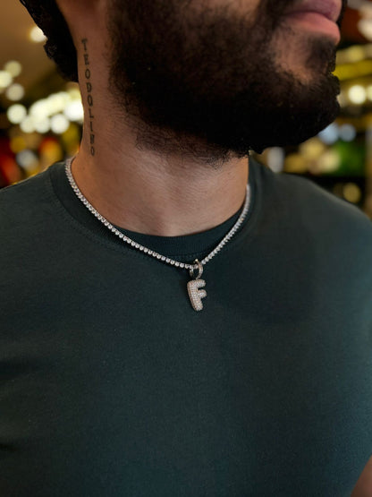 Colar Riviera Cristal Premium + Inicial de BRINDE